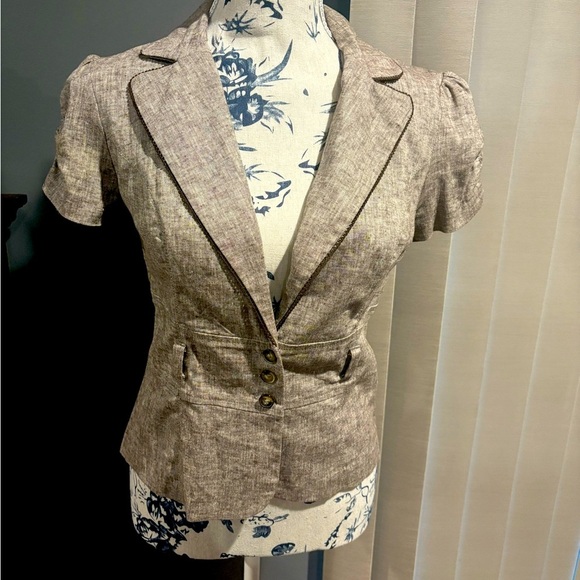 NWT BCX Short Sleeves Brown Jacket Size Medium Women Style #0021073 - Picture 1 of 9